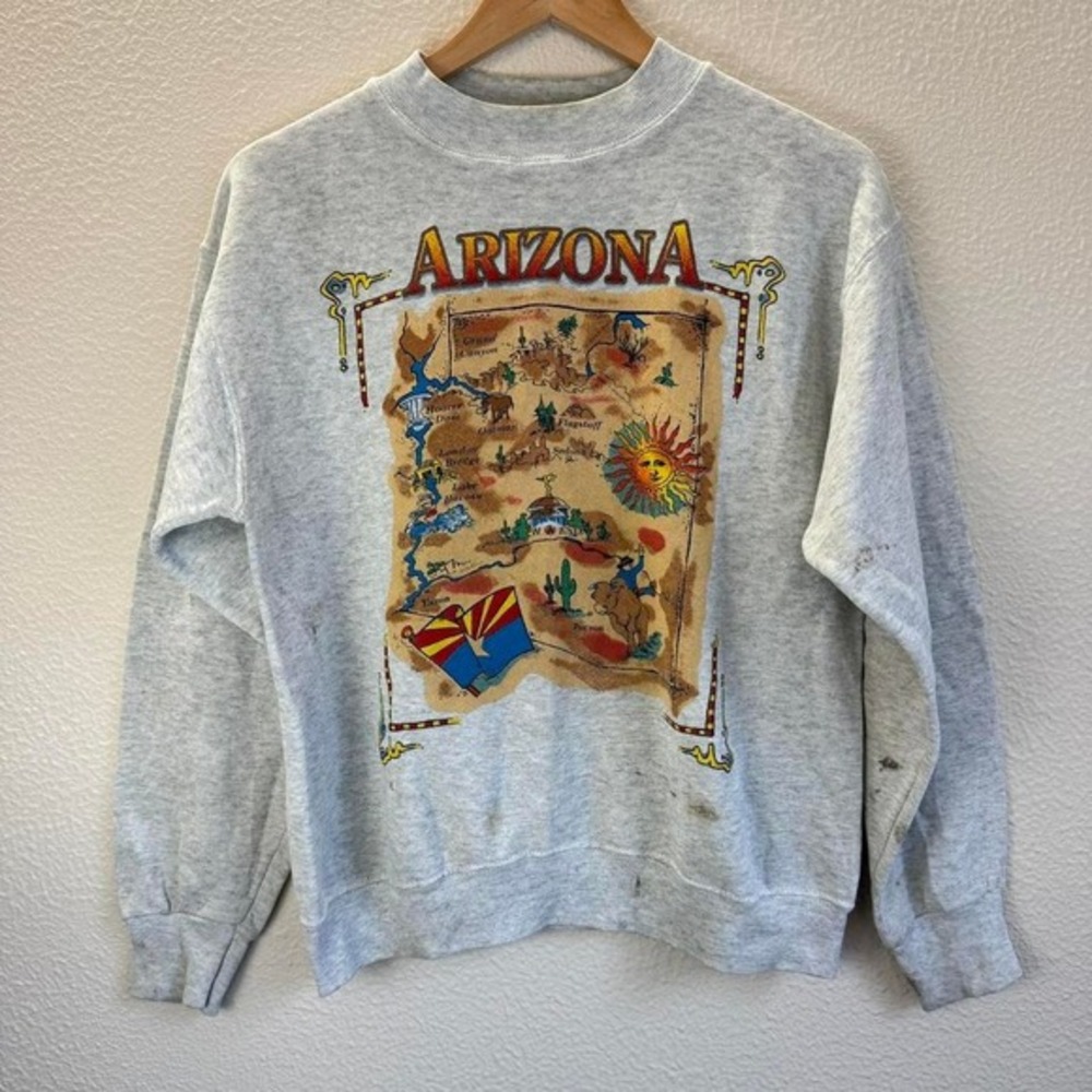 Grey vintage‎ Arizona crewneck sweatshirt • Super cool western style map graphic